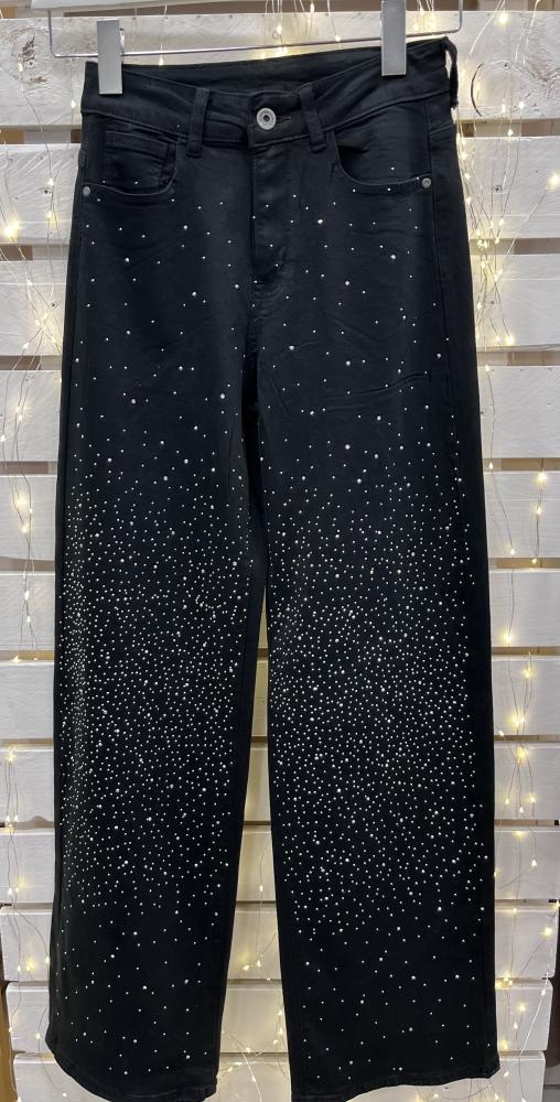 Jeans palazzo strass