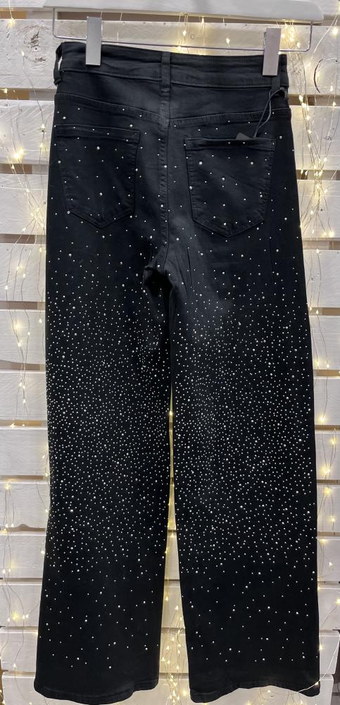 Jeans palazzo strass