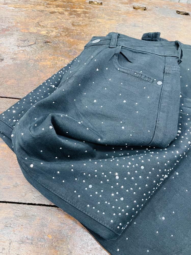 Jeans palazzo strass