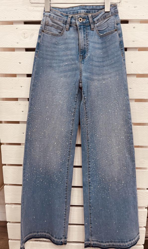 Jeans dritto strass