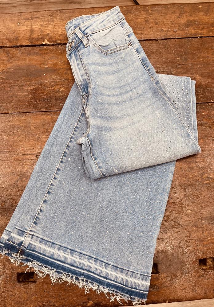 Jeans dritto strass