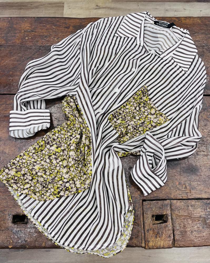 Camicia riga e fiori